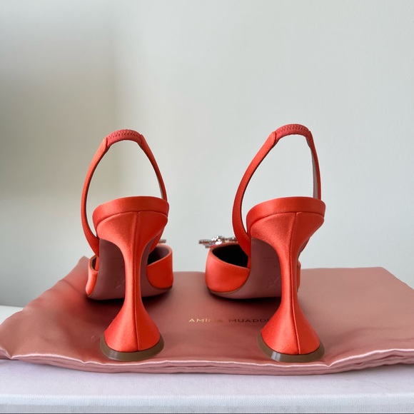 Amina Muaddi Begum Sling Heels in Orange - Picture 3 of 5